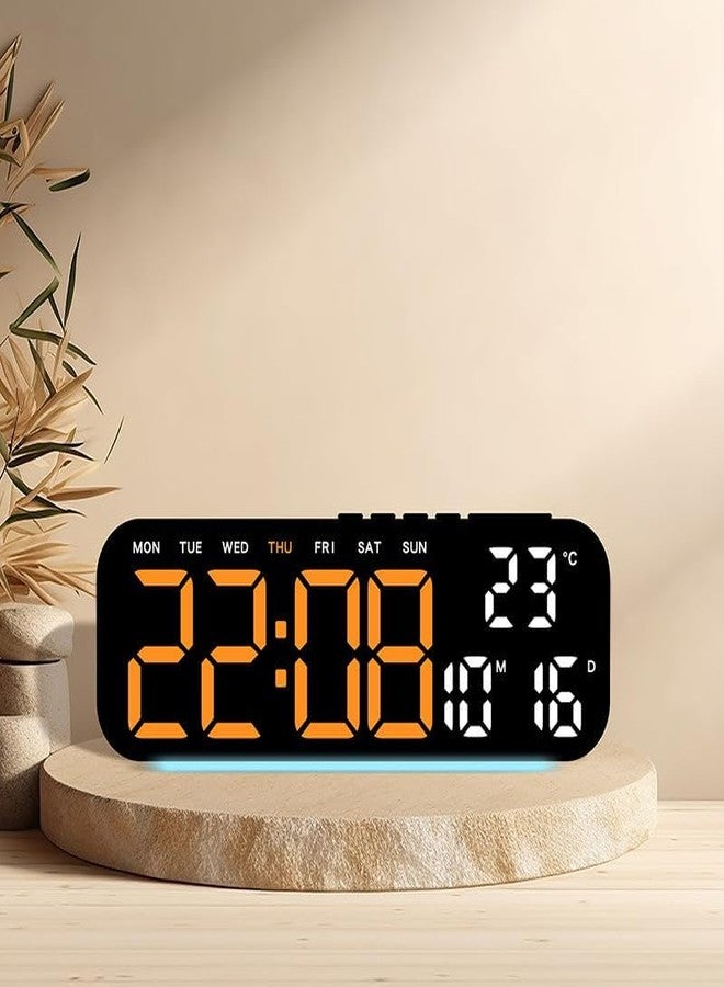 نيام ساعة طاولة رقمية من نيام مع شاشة LED، 4 مستويات سطوع، منبه مزدوج، 5 أوضاع استشعار للضوء، درجة الحرارة/التاريخ/اليوم/الأسبوع/الوقت بنظام 12/24 ساعة، للمنزل والمكتب (أرقام برتقالية، أسود GH9015) - Image 1